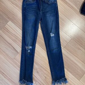 Free People Dark Blue Distressed Skinny Jeans